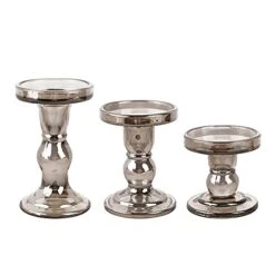 BTGLLAS 3-Piece Set Of Glass Candlestick, Crystal Candlestick Holder Holder And Conical Candle, Christmas Candle Holder Decoration, Family Living Room Wedding Candle Holder (7 Colour) -Department 56 Shop 41b0NPUpv0L