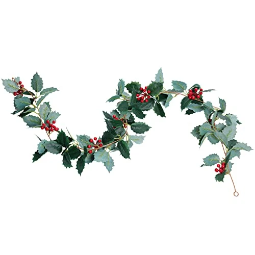 Jiebor Christmas Garland Red Berry Green Leaf Garland Artificial Holly Leaves Garland For Christmas Tree Mantle Fireplace Winter Holiday Home Outdoor Indoor Front Door Window Wall Decorations 5.7Ft 7 Jiebor Christmas Garland Red Berry Green Leaf Garland Artificial Holly Leaves Garland For Christmas Tree Mantle Fireplace Winter Holiday Home Outdoor Indoor Front Door Window Wall Decorations 5.7Ft - Image 7