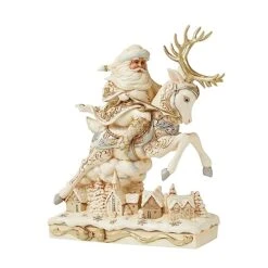 Enesco Jim Shore Heartwood Creek Holiday Lustre Santa And Deer Figurine, 11.02 Inch, Multicolor
