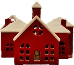 Holiday Ceramic Village - Christmas Decoration - Red/White - LED Light-up - Set Of 5 -Department 56 Shop 41c8b4dBCLL