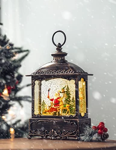 Musical Christmas Snow Globe, Santa Claus Reindeer Christmas Tree Scene Decorations With Timer Swirling Singing Water Glittering Water Lantern, USB/Battery 5 Musical Christmas Snow Globe, Santa Claus Reindeer Christmas Tree Scene Decorations With Timer Swirling Singing Water Glittering Water Lantern, USB/Battery - Image 5