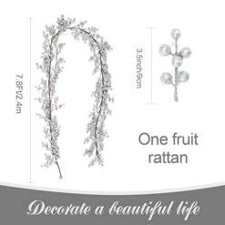 Silver Berry Garland Christmas Decoration -7.8ft Artificial Red Berry Garland With Bendable Stems For Holiday Fireplace Stairs Table Decorations -Department 56 Shop 41cEE8S2m2L