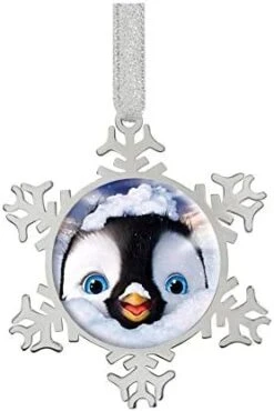 Fashion Image Snowflake Ornaments Silver 2.9"X2.6"X0.3"inches Home Decoration Christmas Tree Hanging Ornaments (Lovely-Penguin) -Department 56 Shop 41cJA9SAp8L. AC