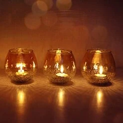 Lalhaveli Votive Candle Holder Set Of 3 Living Room Bedroom Decorative Christmas Lighting Candle Holder (Candle Included) 4 X 4 Inch -Department 56 Shop 41cP6pivpwL