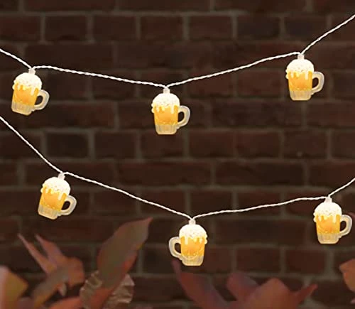 Abeja 3D Beer Mug String Lights St Patrick's Day Decor 8.5 Ft Party Cup Light With 10 Incandescent Bulbs For Bar Cafe Shop Birthday Wedding Party Bedroom Dorm Wreath Summer Club Decorations, White 4 Abeja 3D Beer Mug String Lights St Patrick's Day Decor 8.5 Ft Party Cup Light With 10 Incandescent Bulbs For Bar Cafe Shop Birthday Wedding Party Bedroom Dorm Wreath Summer Club Decorations, White - Image 4