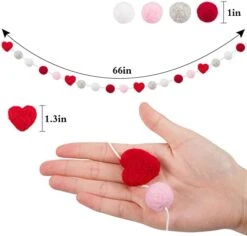 3 Pcs Valentine's Day Felt Ball & Heart Garlands- Grey, White & Red Felt Pom Pom And Felt Heart Hanging Ornaments For Valentine's Day, Anniversary, Wedding, Party Decors, Memorial Gifts -Department 56 Shop 41cYACBoc4L