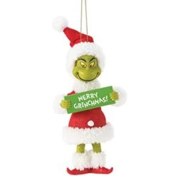 Department 56 Possible Dreams Dr. Seuss How The Grinch Stole Christmas Merry Grinchmas Hanging Ornament, 5 Inch, Multicolor