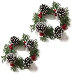 Christmas Candle Ring Small Artificial Red Berry Wreath Candle Holder Rings Centerpiece ChristmasTable Decoration (Green) -Department 56 Shop 41dSP7XXx2L. AC