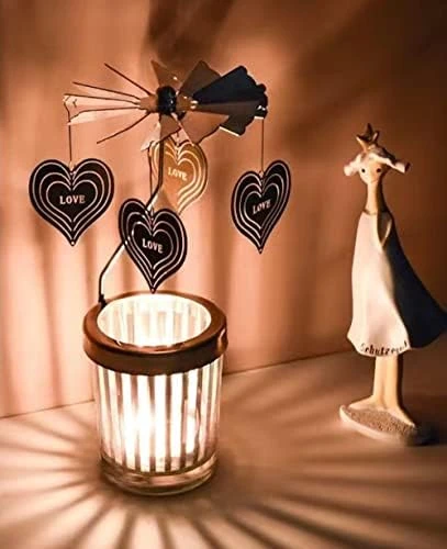 Rotary Candle Holder Christmas Spinning Candle Holders Metal Small Gift Gorgeous Home Decor For Birthday Wedding Party (Horse) 7 Rotary Candle Holder Christmas Spinning Candle Holders Metal Small Gift Gorgeous Home Decor For Birthday Wedding Party (Horse) - Image 7