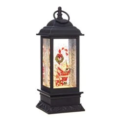 RAZ Imports Santa And Candy Cane Lighted Water Lantern (Musical Snow Globe) 11 Inch Lighted Christmas Snow Globe With Swirling Glitter Battery Operated And USB Powered