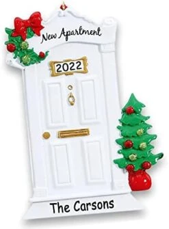 Personalized New Home Our First Home Christmas Holiday Door Wreath With Holly Bush Detail And Lanterns Christmas Ornament With Custom Names Address And Date (Optional) -Department 56 Shop 41enBC6smhL. AC