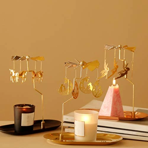 Minkissy Wedding Table Decor Wedding Table Decor 1 Set Christmas Candle Holder, Metal Rotating Candle Holder Without Candle For Home Christmas Decoration (Golden) Carousel Candle Holder 4 Minkissy Wedding Table Decor Wedding Table Decor 1 Set Christmas Candle Holder, Metal Rotating Candle Holder Without Candle For Home Christmas Decoration (Golden) Carousel Candle Holder - Image 4