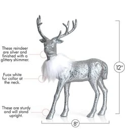 Ornativity Silver Glitter Christmas Reindeer - Holiday Party Deer Figurine Statues Dinner Tabletop Decorations Centerpiece - Pack Of 2 -Department 56 Shop 41ftMbpfm8L