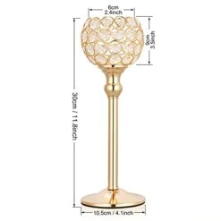 Hossejoy 2 PCS Candle Holders, Crystal Candlestick Holders For Tables Dining Halloween Christmas Anniversary Wedding Decoration, Fit Best With Flameless LED Tea Light Candles (Gold) -Department 56 Shop 41gtAfEwBXL