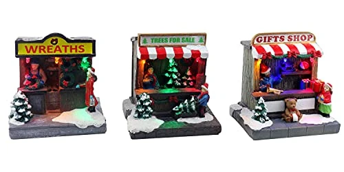 Christmas Village Shops Set Of 3 Includes Pre-lit Wreath, Tree And Gift Shop Perfect Addition To Your Christmas Indoor Decorations & Snow Village Displays 1 Christmas Village Shops Set Of 3 Includes Pre-lit Wreath, Tree And Gift Shop Perfect Addition To Your Christmas Indoor Decorations & Snow Village Displays