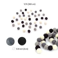 Glaciart One Wool Felt Ball Garland - Pom Pom Garland - 9 Feet, 40 Balls, 4 Monochrome Colors, Pom Pom Decorations, Nursery Decor, Bunting, Birthday Party Decorations, Easter, Photo Prop -Department 56 Shop 41i35SnGGQL