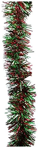 Northlight Festive Shiny Christmas Tinsel Garland Unlit-6 Ply, 50', Red/Green