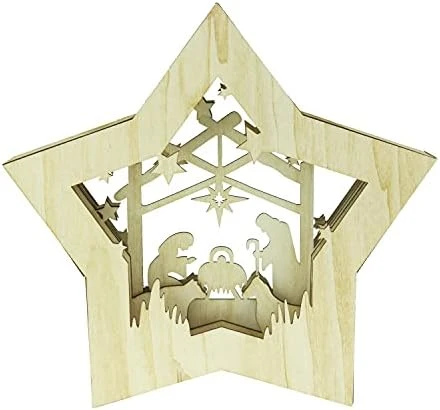 Clever Creations Wooden Star Shaped Nativity Scene Christmas Ornament, Festive LED Holiday Décor For Shelves And Tables, Joy 5 Clever Creations Wooden Star Shaped Nativity Scene Christmas Ornament, Festive LED Holiday Décor For Shelves And Tables, Joy - Image 5