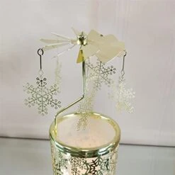 Kingnero Carousel Candle Christmas Snowflake Rotary Candle Holder Spinning Candleholer Metal Small Gifts Tea Light Rotating Candle Holder Candlestick -Department 56 Shop 41j09xJoGZL