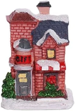 Ochine Christmas Village Light Up House Resin Christmas Scene Village Houses Town Winter Snow Village With LED Light Battery Operate Christmas Ornament Xmas Gift Holiday Tabletop Decorations -Department 56 Shop 41jUqolokRL. AC
