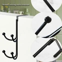 GENERIC Thanksgiving Decoration Hanging Solution Easy Installation Metal Double Layer Hook For Christmas Wreaths Clothes More No Door Damage Front Black 3pcs -Department 56 Shop 41k5vqC7ccL