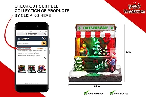 Christmas Village Shops Set Of 3 Includes Pre-lit Wreath, Tree And Gift Shop Perfect Addition To Your Christmas Indoor Decorations & Snow Village Displays 4 Christmas Village Shops Set Of 3 Includes Pre-lit Wreath, Tree And Gift Shop Perfect Addition To Your Christmas Indoor Decorations & Snow Village Displays - Image 4