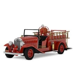 Hallmark Keepsake Christmas Ornament 2018 Year Dated, Fire Truck Brigade 1932 Buick Fire Engine With Light