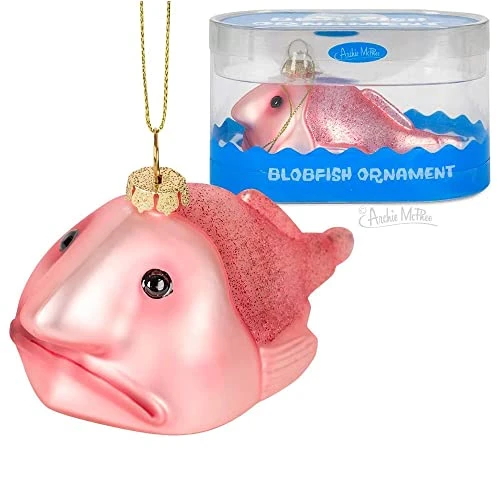 Archie McPhee Blobfish Blown Glass Christmas Ornament! 1 Archie McPhee Blobfish Blown Glass Christmas Ornament!
