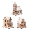 NUOBESTY 3pcs Christmas Wood Village LED Luminous House Xmas Style Ornaments Village Chistmas Scene Festival Wood Craft House Decors Luminous House Decors -Department 56 Shop 41l0DuelI4L