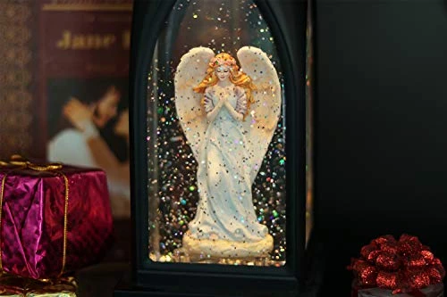 Eldnacele 12” Christmas Snow Globe Lantern Angel With Music & Timer, USB Lined/Battery Operated Lighted Water Glittering Nativity Lantern For Christmas Festival Centerpiece Decoration Gifts – Angel 3 Eldnacele 12” Christmas Snow Globe Lantern Angel With Music & Timer, USB Lined/Battery Operated Lighted Water Glittering Nativity Lantern For Christmas Festival Centerpiece Decoration Gifts – Angel - Image 3