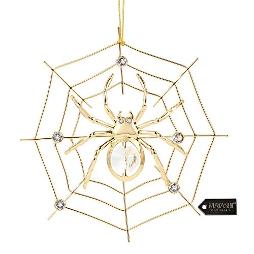 Matashi 24K Gold Plated Crystal Studded Lucky Spider Hanging Ornaments For Christmas Tree Spider Miracle Traditions, Decor - With Story Of The Tradition Of Tinsel Legend Spider On Web Ornament 1 Matashi 24K Gold Plated Crystal Studded Lucky Spider Hanging Ornaments For Christmas Tree Spider Miracle Traditions, Decor - With Story Of The Tradition Of Tinsel Legend Spider On Web Ornament