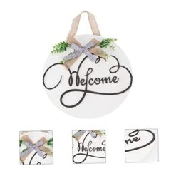 Operitacx 2pcs Creative Hangers Wooden Cafe Christmas Ornaments Plate Gift For Pendant Wreaths Easter With Rustic Home Welcome Spring Outdoor Shop Design Hanging Tag Round Store -Department 56 Shop 41lqY81ZTqL