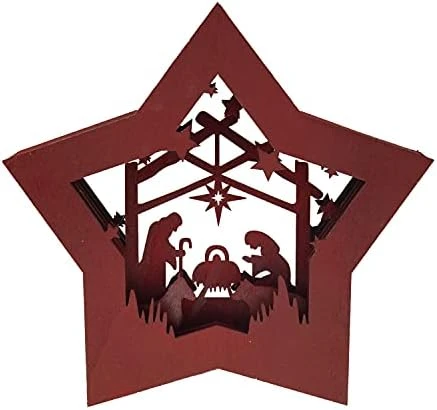 Clever Creations Wooden Star Shaped Nativity Scene Christmas Ornament, Festive LED Holiday Décor For Shelves And Tables, Joy 9 Clever Creations Wooden Star Shaped Nativity Scene Christmas Ornament, Festive LED Holiday Décor For Shelves And Tables, Joy - Image 9