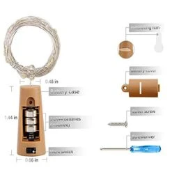 SunKite Wine Bottle String Lights With Cork,18 Pack 20 LED 2M Battery Operated Mini Silver Copper Wire Fairy Lights For DIY Party Wedding Table Centerpieces Decor (Colorful) -Department 56 Shop 41m1wXzs9AL