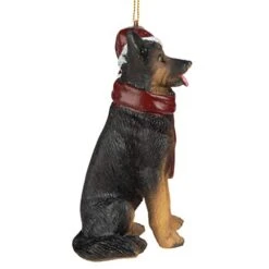 Design Toscano German Shepherd Holiday Dog Christmas Tree Ornament Xmas Decorations, 3 Inch, Full Color -Department 56 Shop 41m8S1u3s3L