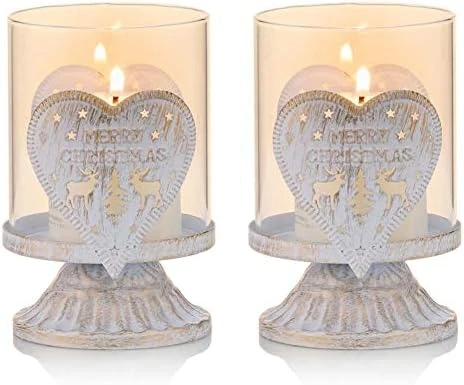 Sziqiqi Vintage Antique Pillar Candle Holders Set Of 2, Small Distressed Hurricane Candlestick Candle Holders Prefer Centerpieces For Christmas Table Mantle Fireplace Decoration 8 Sziqiqi Vintage Antique Pillar Candle Holders Set Of 2, Small Distressed Hurricane Candlestick Candle Holders Prefer Centerpieces For Christmas Table Mantle Fireplace Decoration - Image 8