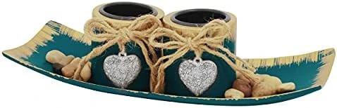 Fovasen Shabby Chic Tea Light Candle Holders, Romantic Valentines Christmas Decor Rustic Candle Holder Set Wooden Votive Candlestick With Tray And Rocks For Coffee Dining Table Center Decor-Set Of 2 6 Fovasen Shabby Chic Tea Light Candle Holders, Romantic Valentines Christmas Decor Rustic Candle Holder Set Wooden Votive Candlestick With Tray And Rocks For Coffee Dining Table Center Decor-Set Of 2 - Image 6
