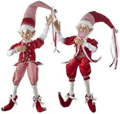 RAZ Imports 2021 Peppermint Parlor 30-inch Posable Elf Figurine, Assortment Of 2 -Department 56 Shop 41mZD4ywttL. AC