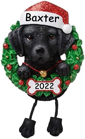 Personalized Black Labrador Retriever Dog Christmas Ornament - Black Lab Pet Santa Hat And Christmas Wreath Hanging Paws Christmas Tree Decoration Gift Dog Lover - Custom Name And Date 3 Personalized Black Labrador Retriever Dog Christmas Ornament - Black Lab Pet Santa Hat And Christmas Wreath Hanging Paws Christmas Tree Decoration Gift Dog Lover - Custom Name And Date - Image 3