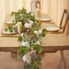 Party Joy 8.8FT Artificial Eucalyptus Garland With White Pumpkins For Fall Decor, Plaid Pumpkins Pinecones Berries Fall Decorations For Home, Wedding Thanksgiving Table Runner Farmhouse Decor -Department 56 Shop 41meJEugQnL