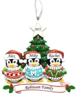 2023 Personalized Ornament Ugly Sweater Penguin Family Of 5 Christmas Tree With Star Topper Ornament Artisanal Customized Decoration Wedding Ornament-Free Personalization -Department 56 Shop 41mke7wQ3L. AC