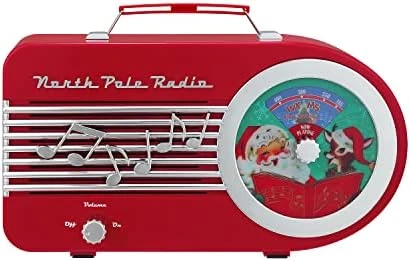 Mr. Christmas Vintage North Pole Radio Holiday Jukebox Christmas Decoration Music Box, 10.5 Inches, Red 5 Mr. Christmas Vintage North Pole Radio Holiday Jukebox Christmas Decoration Music Box, 10.5 Inches, Red - Image 5