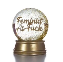 Boxer Gifts Feminist As Fk Novelty Glitter Snow Globe Ornament | Fun Christmas & Birthday Gift For Her, 1, Gold
