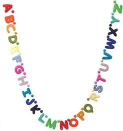Glaciart One Alphabet Garland - Natural Handmade Wool ABC Letters - Decorative Wall Decor For Classroom, Playroom, Nursery, Baby, Toddler's Room - Ready-to-Hang Art -7 Feet, Rainbow-Colored -Department 56 Shop 41nMNlfdaPS. AC