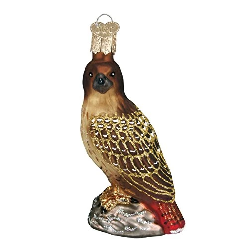 Old World Christmas Ornaments: Bird Watcher Collection Glass Blown Ornaments For Christmas Tree, Red-Tailed Hawk 1 Old World Christmas Ornaments: Bird Watcher Collection Glass Blown Ornaments For Christmas Tree, Red-Tailed Hawk