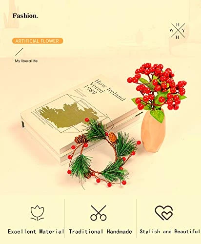 6pcs Christmas Candle Wreaths Rings, Red Berry Pine Wreath With Pine Cones For Pillar Candle Rustic Wedding Centerpiece And Christmas Holiday Table Decoration 2 6pcs Christmas Candle Wreaths Rings, Red Berry Pine Wreath With Pine Cones For Pillar Candle Rustic Wedding Centerpiece And Christmas Holiday Table Decoration - Image 2