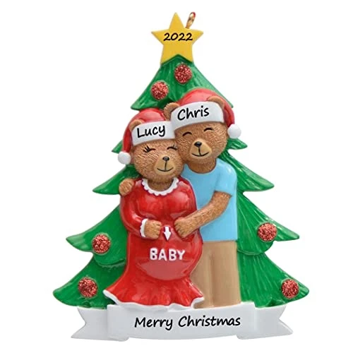 MAXORA Pregnant Bear Couple Family Of 2 Christmas Tree Ornament - Personalized Expecting Christmas Ornament 2022 - We're Expecting Bear Family Ornament - Unique Keepsake Gifts For Expecting Parents 1 MAXORA Pregnant Bear Couple Family Of 2 Christmas Tree Ornament - Personalized Expecting Christmas Ornament 2022 - We're Expecting Bear Family Ornament - Unique Keepsake Gifts For Expecting Parents