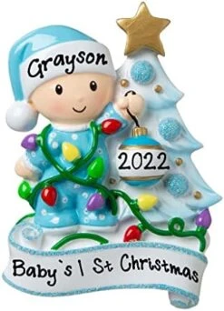 2022 New Baby Decorating Christmas Lights On Tree Personalized Baby`s First Christmas Hanging Tree Ornament New Born Baby Gift-Free Personalized (Blue Snow Baby) -Department 56 Shop 41p6rq2tLwL. AC