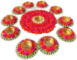 GENERIC India Gift HUB Handmade Tea Ligth Rangoli Set | Multi Design Festive Diyas| Tea Light Holders Housewarming Favors Outliner Decoration | Floral Mats Tea Party Floor Diwali Christmas Decor -Department 56 Shop 41pMTT9oArL. AC