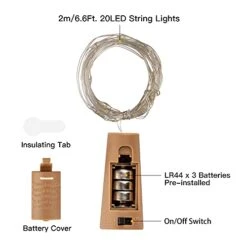Wine Bottle Lights With Cork, 10 Pack 20 LED Waterproof Battery Operated Cork Lights, Silver Wire Mini Fairy Lights For Liquor Bottles DIY Party Bar Christmas Holiday Wedding Déco -Department 56 Shop 41q3TuT8yXL